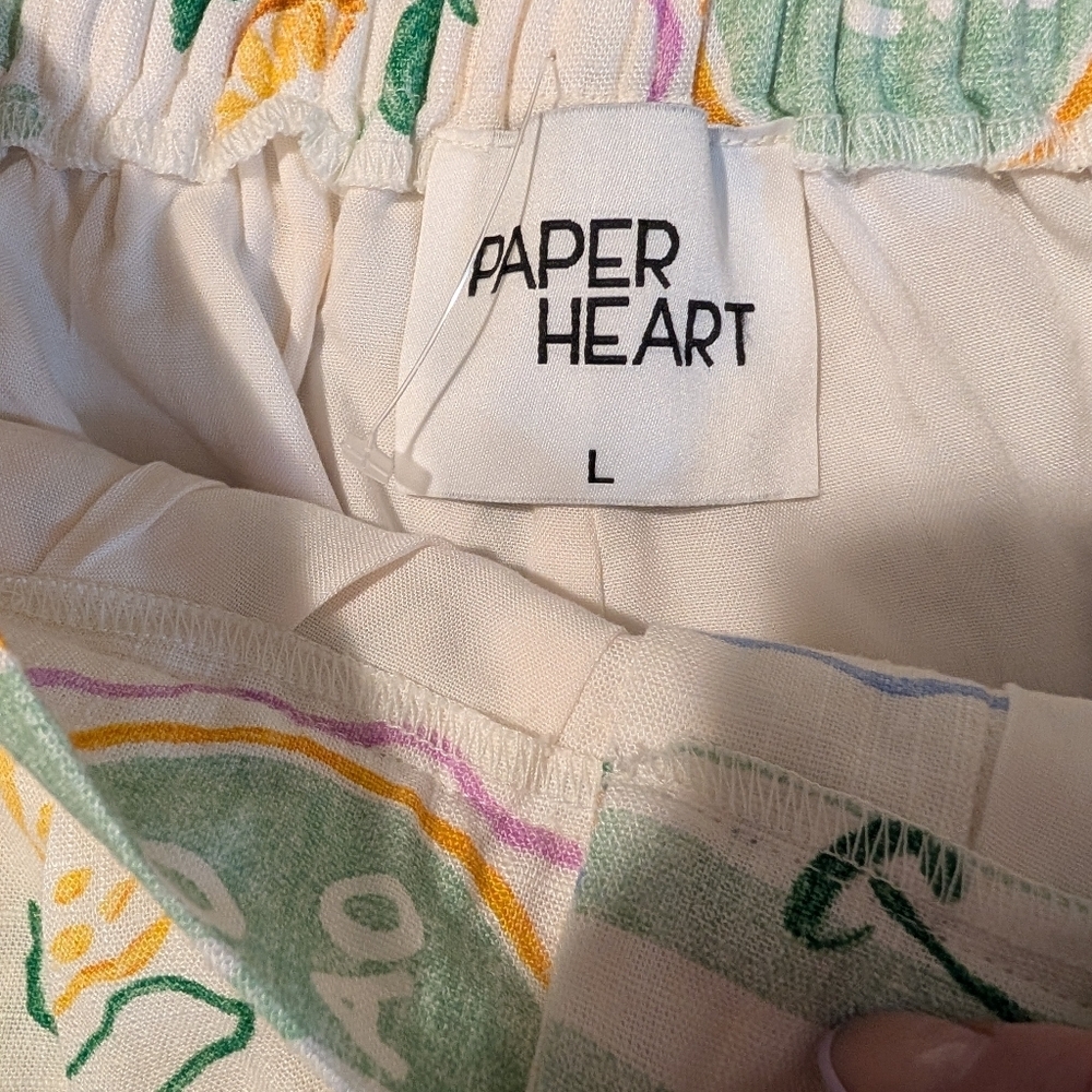 Paperheart Linen Set - La Dolce Vita Lemone print, top M shorts L - Picture 6 of 12